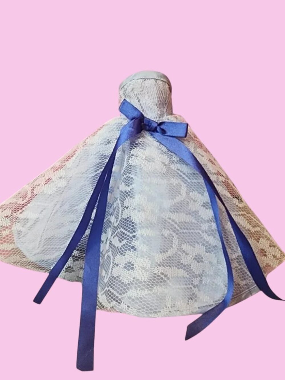 1960s Suzette Fashions Barbie Clone Baby Blue Strapless Dress with Necklace